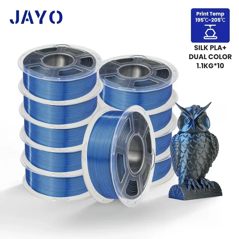 JAYO 10Rolls SILK PLA+ 3D Filament 1.75mm SILK PLA Rainbow Filament for FDM 3D Printer SILK Dual & Triple 3D Printing Materials