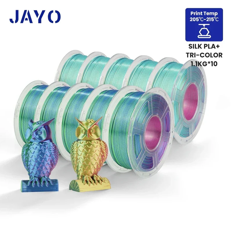 JAYO 10Rolls SILK PLA+ 3D Filament 1.75mm SILK PLA Rainbow Filament for FDM 3D Printer SILK Dual & Triple 3D Printing Materials