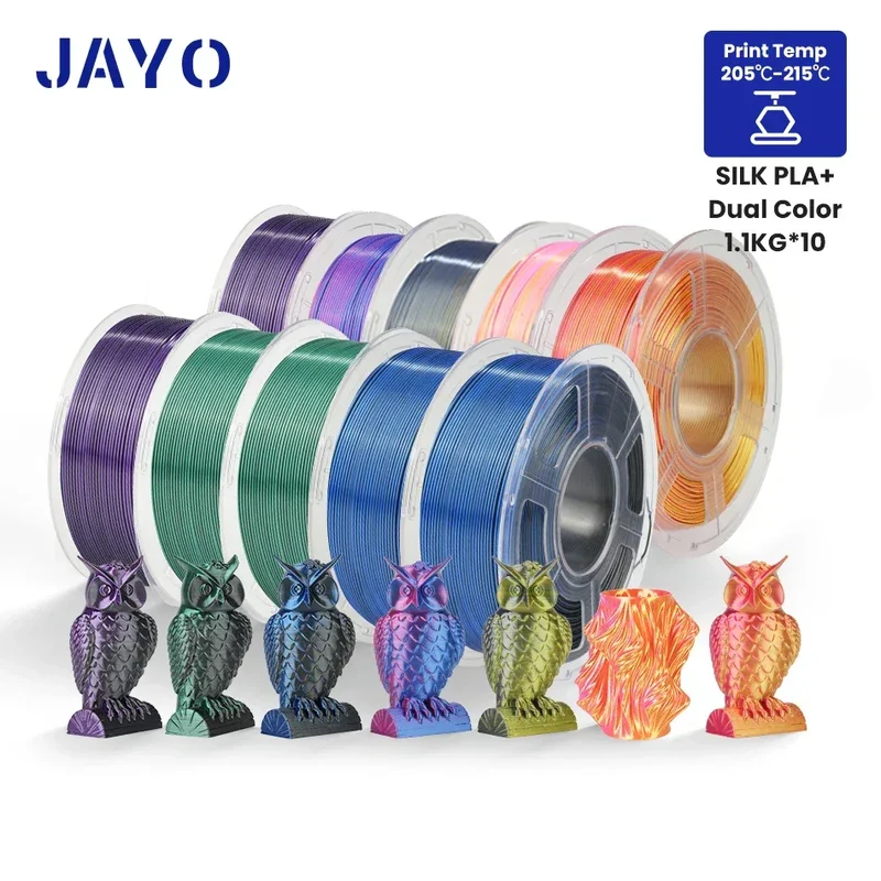 JAYO 10Rolls SILK PLA+ 3D Filament 1.75mm SILK PLA Rainbow Filament for FDM 3D Printer SILK Dual & Triple 3D Printing Materials