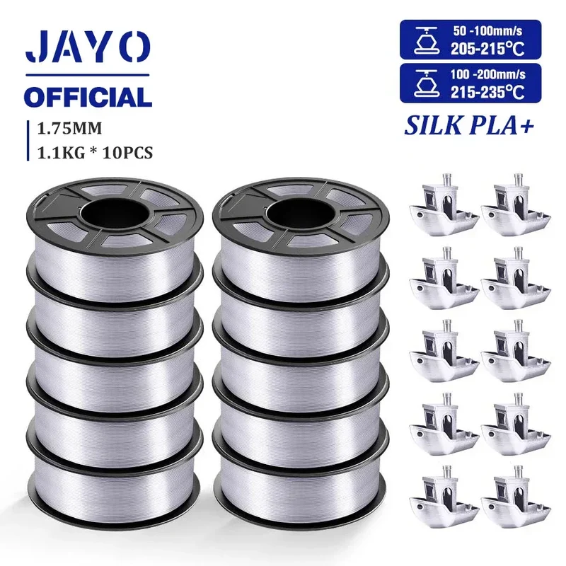 JAYO 10Rolls SILK PLA+ 3D Filament 1.75mm SILK PLA Rainbow Filament for FDM 3D Printer SILK Dual & Triple 3D Printing Materials