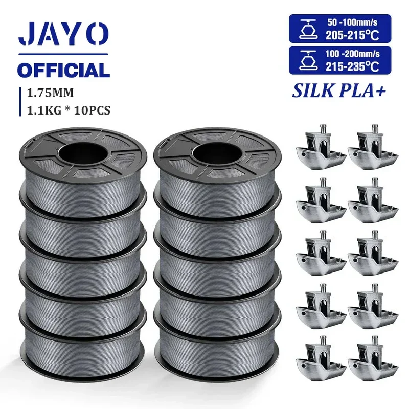 JAYO 10Rolls SILK PLA+ 3D Filament 1.75mm SILK PLA Rainbow Filament for FDM 3D Printer SILK Dual & Triple 3D Printing Materials