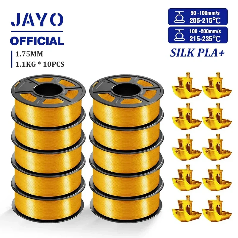 JAYO 10Rolls SILK PLA+ 3D Filament 1.75mm SILK PLA Rainbow Filament for FDM 3D Printer SILK Dual & Triple 3D Printing Materials
