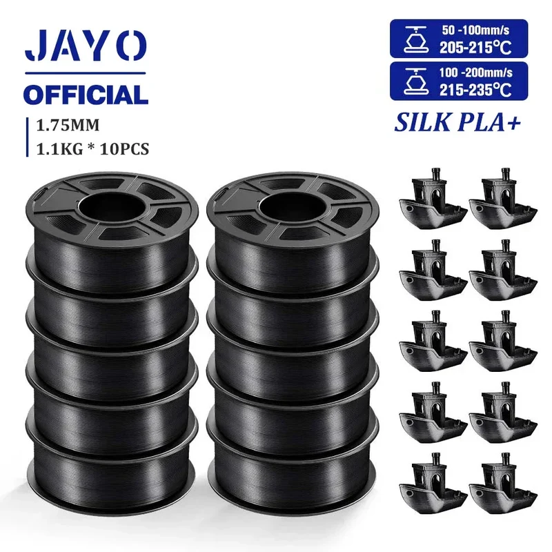 JAYO 10Rolls SILK PLA+ 3D Filament 1.75mm SILK PLA Rainbow Filament for FDM 3D Printer SILK Dual & Triple 3D Printing Materials