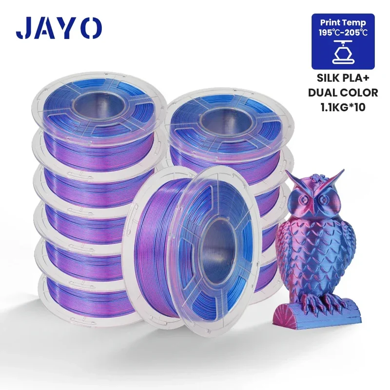JAYO 10Rolls SILK PLA+ 3D Filament 1.75mm SILK PLA Rainbow Filament for FDM 3D Printer SILK Dual & Triple 3D Printing Materials