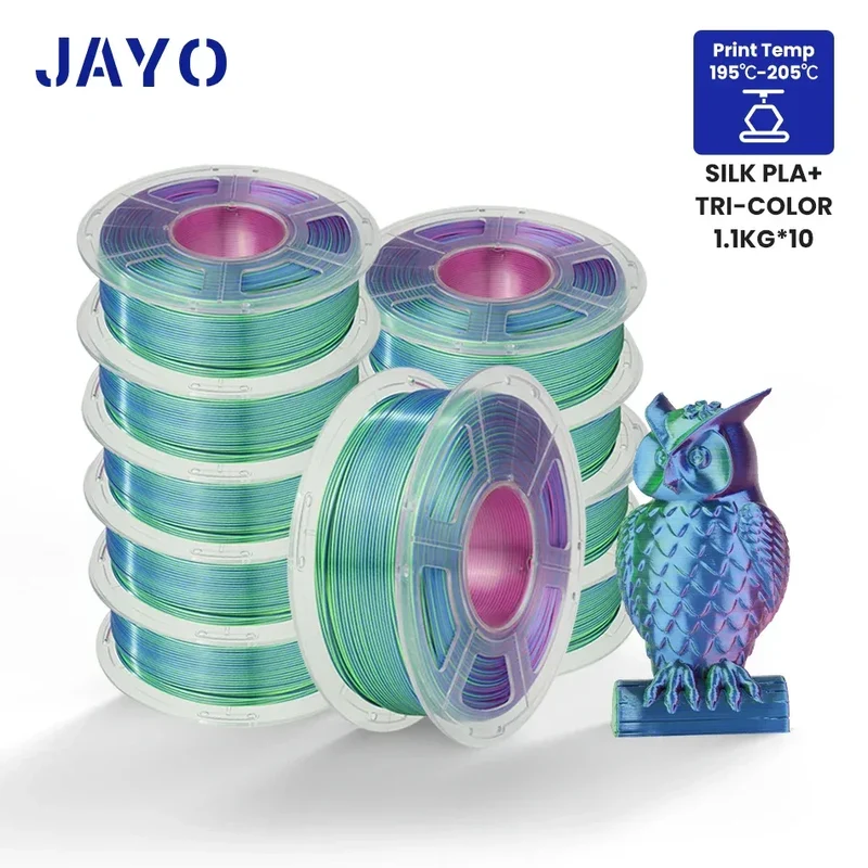 JAYO 10Rolls SILK PLA+ 3D Filament 1.75mm SILK PLA Rainbow Filament for FDM 3D Printer SILK Dual & Triple 3D Printing Materials