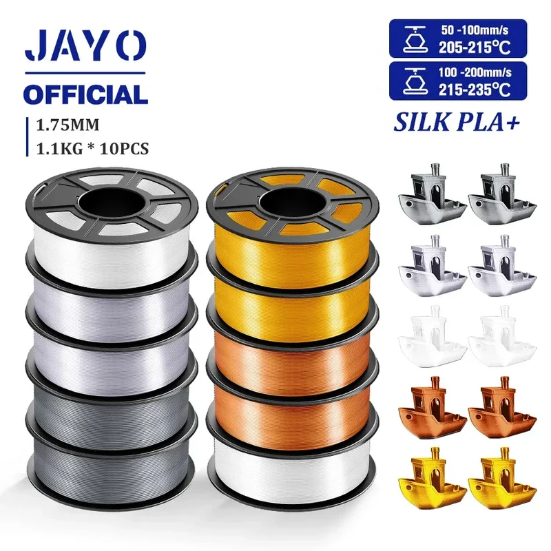 JAYO 10Rolls SILK PLA+ 3D Filament 1.75mm SILK PLA Rainbow Filament for FDM 3D Printer SILK Dual & Triple 3D Printing Materials