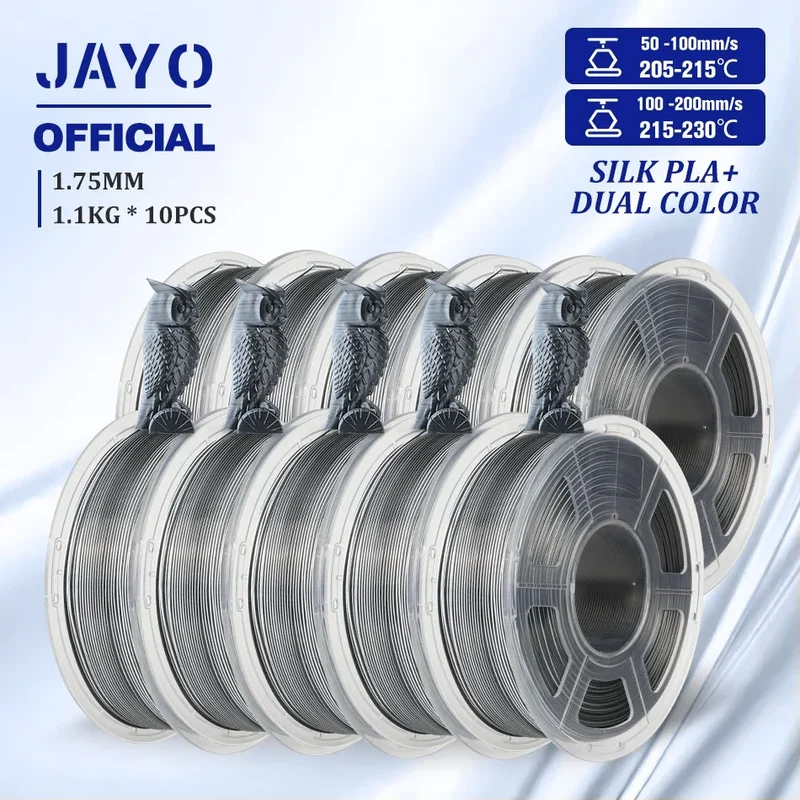 JAYO 10Rolls SILK PLA+ 3D Filament 1.75mm SILK PLA Rainbow Filament for FDM 3D Printer SILK Dual & Triple 3D Printing Materials