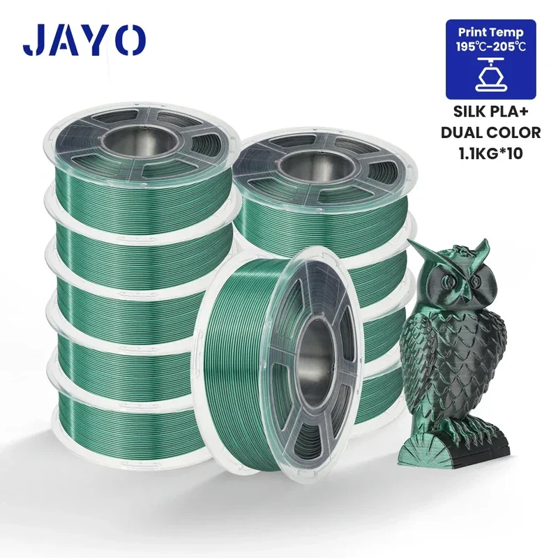 JAYO 10Rolls SILK PLA+ 3D Filament 1.75mm SILK PLA Rainbow Filament for FDM 3D Printer SILK Dual & Triple 3D Printing Materials