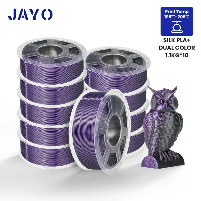 JAYO 10Rolls SILK PLA+ 3D Filament 1.75mm SILK PLA Rainbow Filament for FDM 3D Printer SILK Dual & Triple 3D Printing Materials