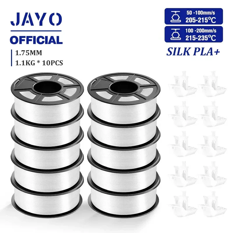 JAYO 10Rolls SILK PLA+ 3D Filament 1.75mm SILK PLA Rainbow Filament for FDM 3D Printer SILK Dual & Triple 3D Printing Materials