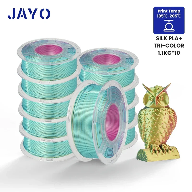 JAYO 10Rolls SILK PLA+ 3D Filament 1.75mm SILK PLA Rainbow Filament for FDM 3D Printer SILK Dual & Triple 3D Printing Materials