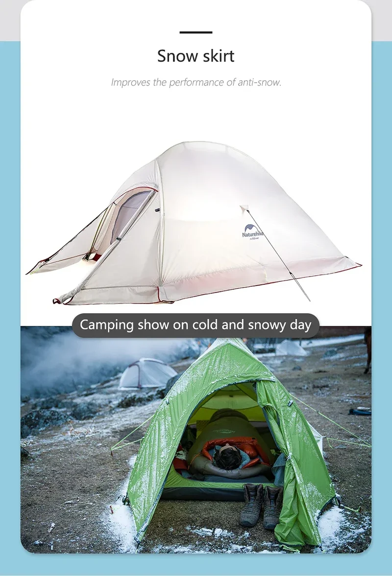 Naturehike Upgraded Cloud Up 2 Person Tent Outdoor Camping Tent Ultralight Waterproof Tent Free Standing Hiking Backpacking Tent