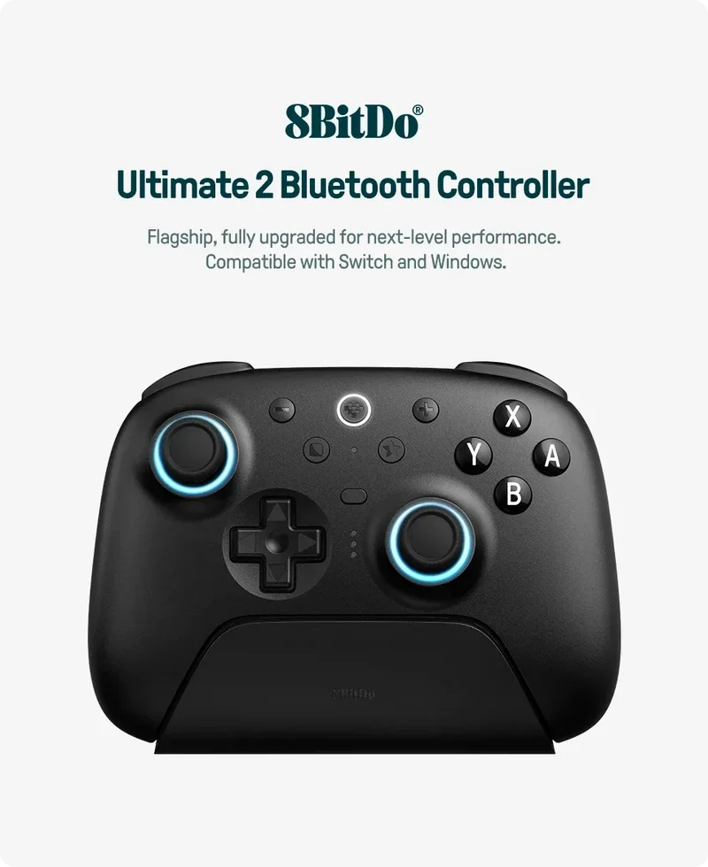 8BitDo Ultimate 2 Bluetooth Gaming Controller for Switch 2,1& Windows PC with TMR Joysticks, Switchable Triggers, Motion Control