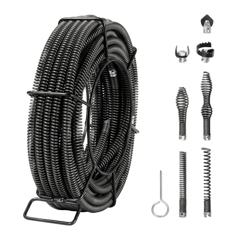 SucceBuy Drain Cleaning Cable Professional Sectional Drain Cleaner Cable Hollow Core Sewer Drain Auger Cable Sink Floor Drain