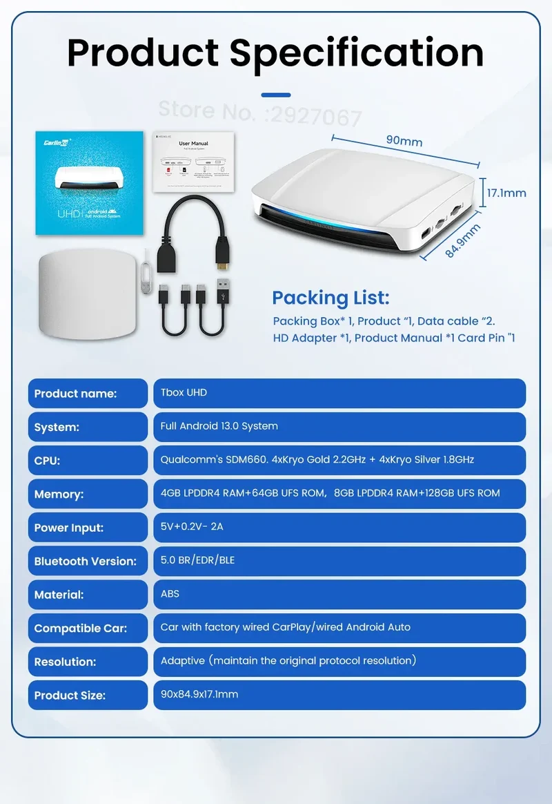 HDMI CarlinKit Android 13 CarPlay Ai Box SDM660 6225 Wireless CarPlay Android Auto Video TV Streaming Box for OEM Car 8G+128G