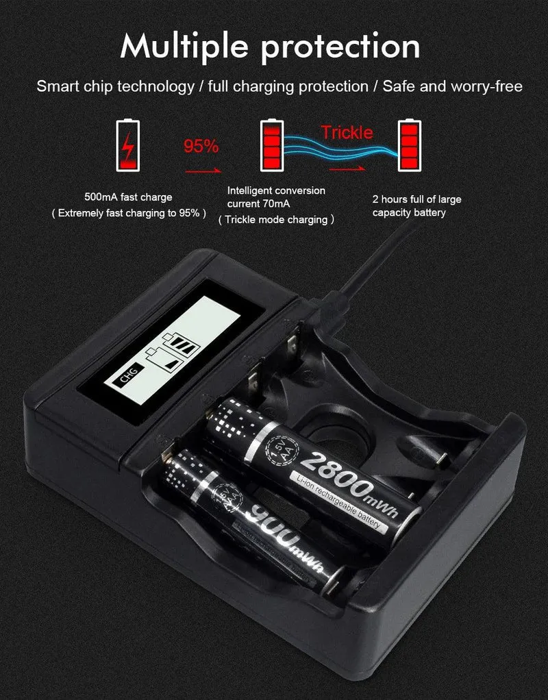 100% New 1.5V AAA Rechargeable Battery 900mWh 1.5V Li-ion Lithium Liion Li ion 3A aaa Batteries for Toy Car Camera Flashlight