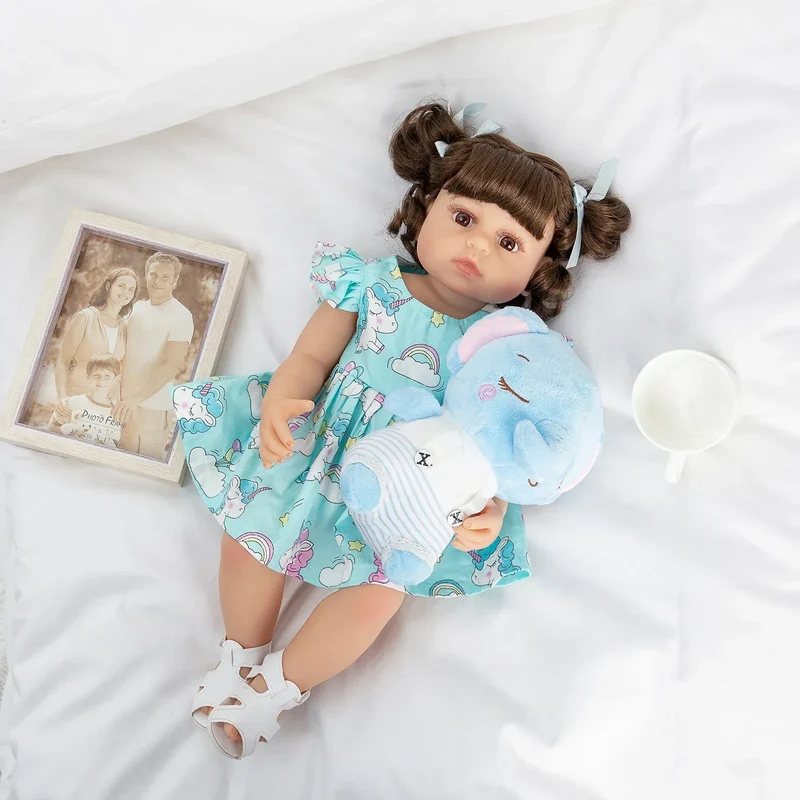 Baby Reborn Girl Elephant Doll 48cm Silicone Body Can Take Bath Gift For Children