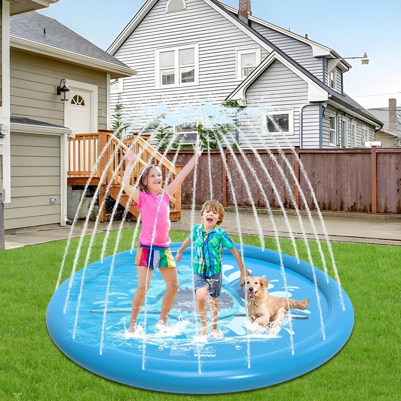 Sprinkler Inflatable Shark Pool 170cm Children Play Water Mat Summer Toy