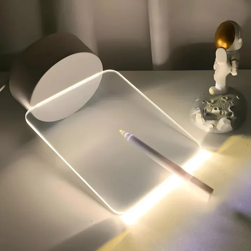 Luminária Lousa De Mesa 3D Com Led E Caneta Para Escrever