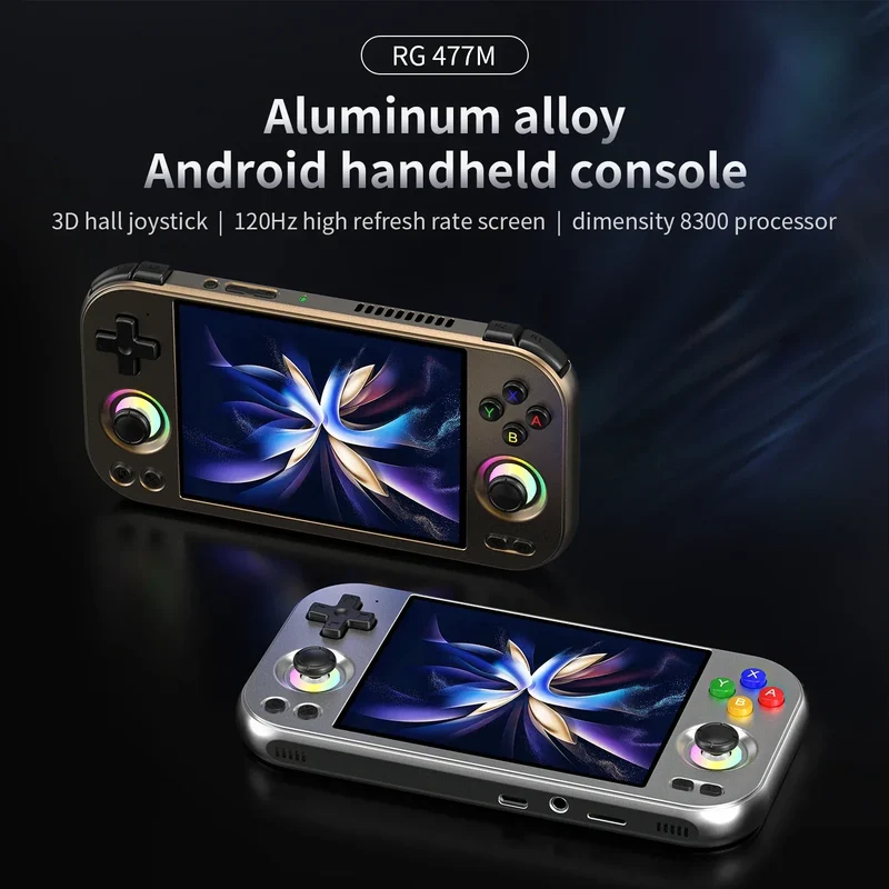 ANBERNIC RG 477M Retro Handheld Game Console 4.7" LTPS In-Cell Screen Android Video Game Player Dimensity 8300 AI Assistant FOTA