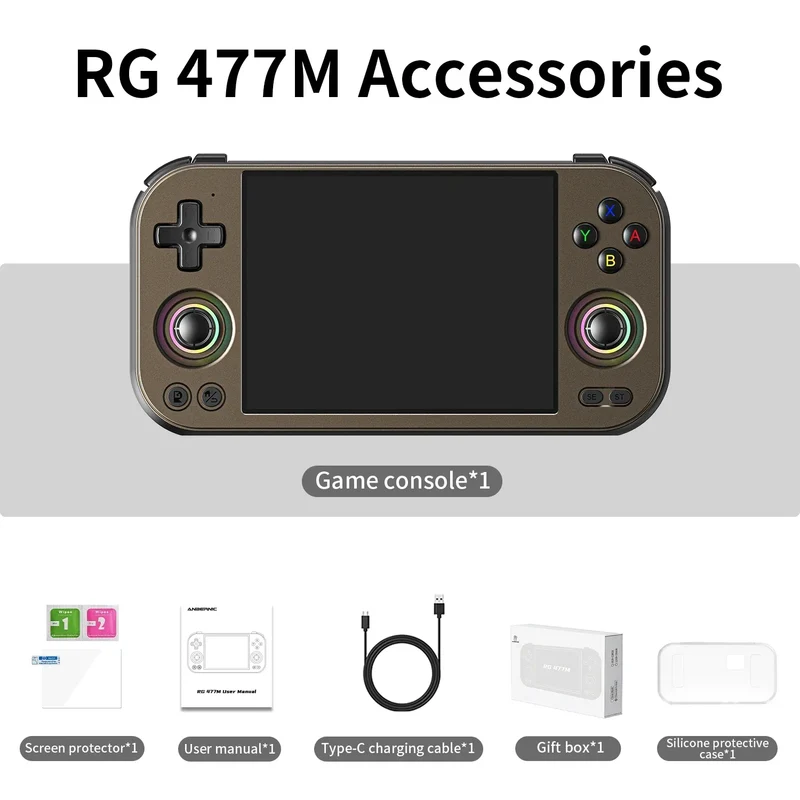 ANBERNIC RG 477M Retro Handheld Game Console 4.7" LTPS In-Cell Screen Android Video Game Player Dimensity 8300 AI Assistant FOTA