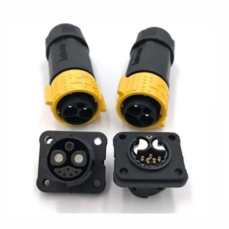 60A 2+1+5 Lithium Battery Waterproof Connector IP67 M25 E-bike Electric Motorcycle Charging Power Plug Socket CE UL Certified