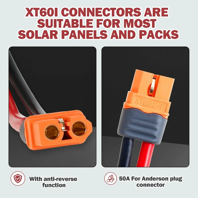 XT60i to O Ring Terminal Cable 1.5m 10AWG XT60i Female to O Ring Connector Protective XT60i F Extension Cable for Solar Panel