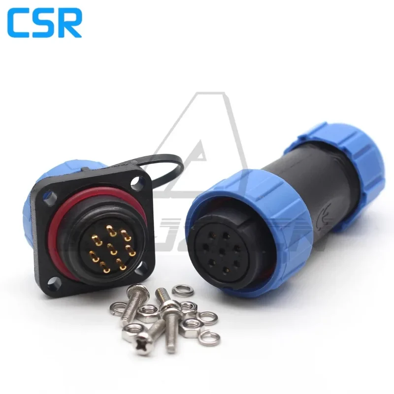 SP21 2/3/4/5/6/7/8/9/10/12 Pin IP68 Waterproof Connector Square Plastic Panel Mounting Connector Plug Female And Socket Male