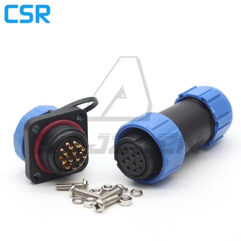 SP21 2/3/4/5/6/7/8/9/10/12 Pin IP68 Waterproof Connector Square Plastic Panel Mounting Connector Plug Female And Socket Male