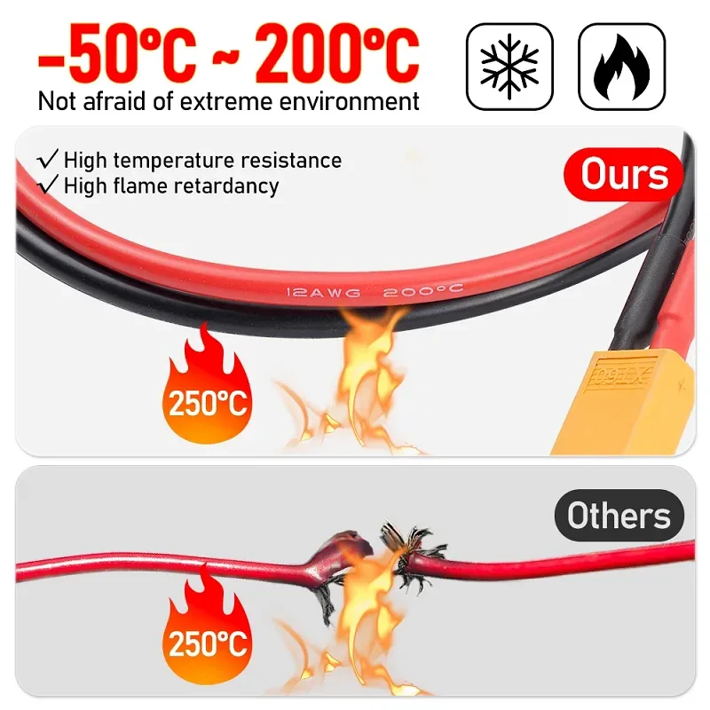 XT60 12AWG Parallel Battery Connector XT60Male/Female Cable Dual Extension 40CM/60CM Silicone Wire for RC Battery Motor