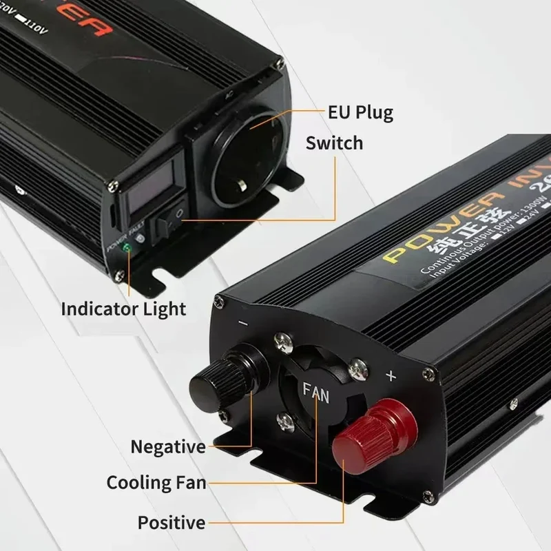 Inverter 12v 220v For 110v Pure Sine DC 12V 24V Power 1000W 2000W 2600W Solar Car Inverters Single Digital Display Converter