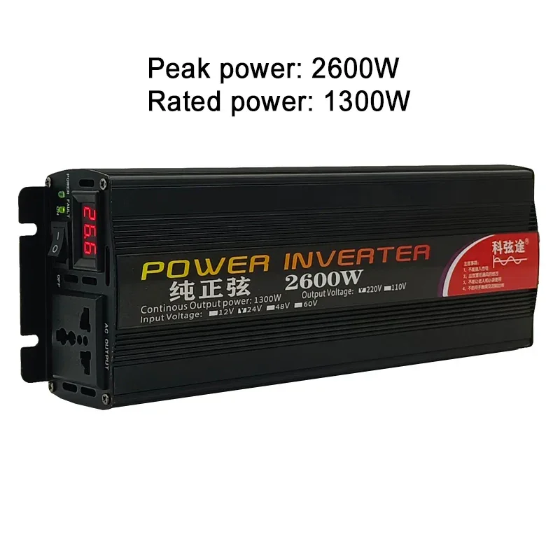 Inverter 12v 220v For 110v Pure Sine DC 12V 24V Power 1000W 2000W 2600W Solar Car Inverters Single Digital Display Converter