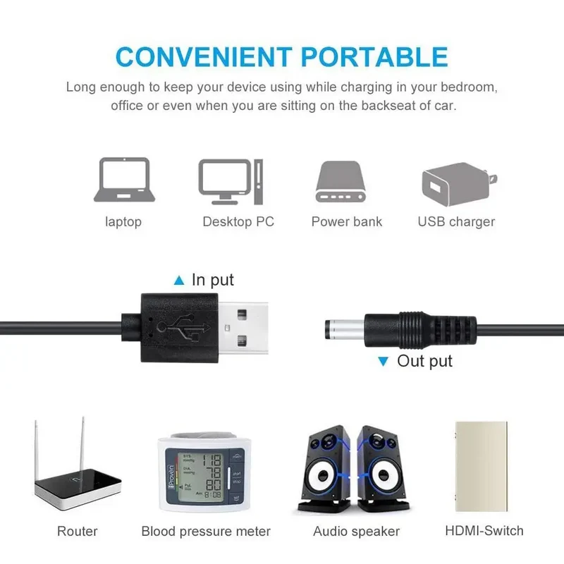 USB To DC Power Line 6.3/5.5/4.0/3.5 Circular Hole Fan Sound Desk Lamp Toy Cleanser Charging Line Extension Cord Power Cord