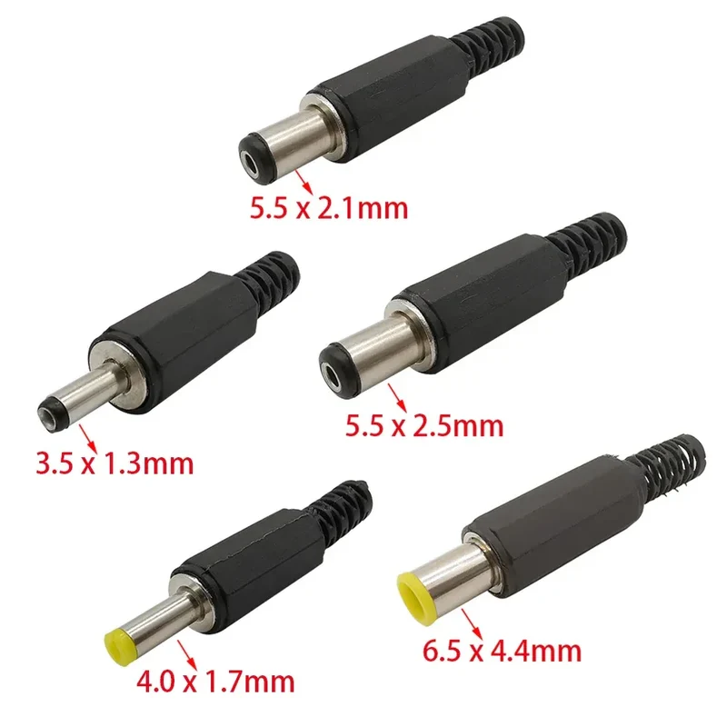 10Pcs 3.5 x 1.3mm 5.5 x 2.1mm 5.5 x 2.5mm 6.5 x 4.4mm DC Power Male Plug Jack Adapter Wire Charging Plug Electric Connector