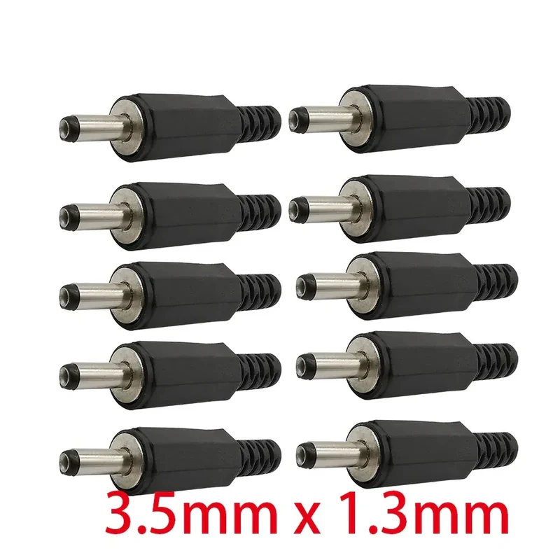 10Pcs 3.5 x 1.3mm 5.5 x 2.1mm 5.5 x 2.5mm 6.5 x 4.4mm DC Power Male Plug Jack Adapter Wire Charging Plug Electric Connector