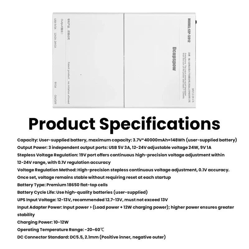 12 Sections UPS Battery Box Uninterrupted Power Supply Power Supply Storage Case 12x 18650 Battery shell for WiFi Router