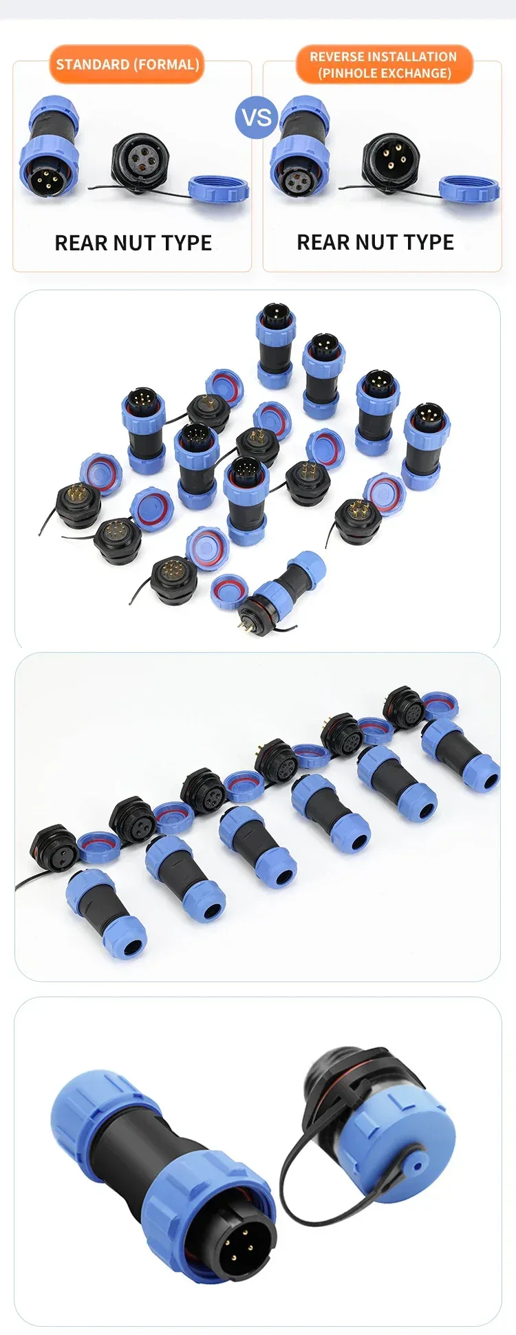 SP17 IP68 2 3 4 5 7 9 Pin Waterproof Connector Cable Adapter Industrial Panel Mount Wire Connector Plug