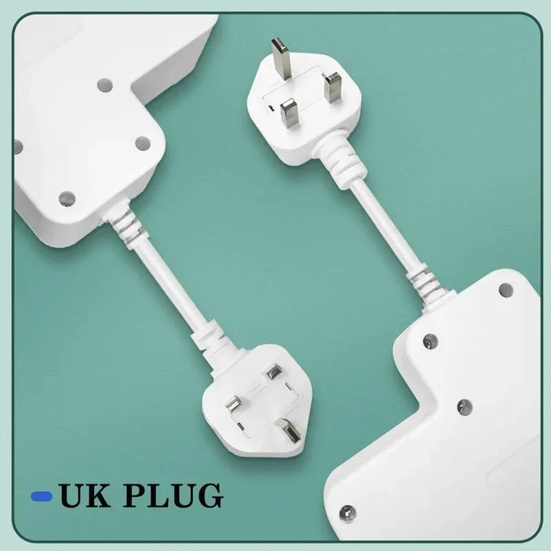 UK Plug AC Power Strip Wall Mounted Independent Switch Socket European Standard Plug With USB C Ports Charging Network Filter