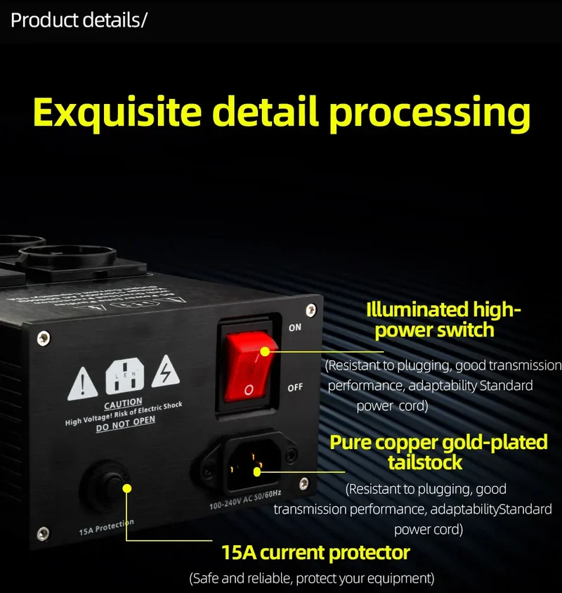 YYAUDIO HiFi Audio Noise AC Power Filter Power Conditioner Power Purifier Surge Protection with EU Outlets Power Strip