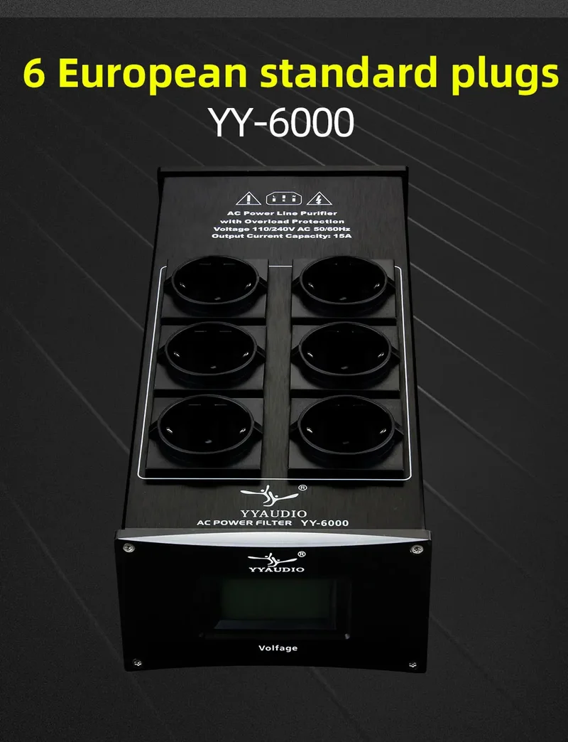 YYAUDIO HiFi Audio Noise AC Power Filter Power Conditioner Power Purifier Surge Protection with EU Outlets Power Strip