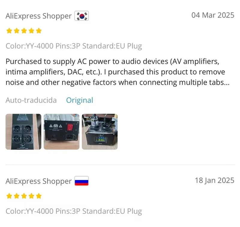 YYAUDIO HiFi Audio Noise AC Power Filter Power Conditioner Power Purifier Surge Protection with EU Outlets Power Strip