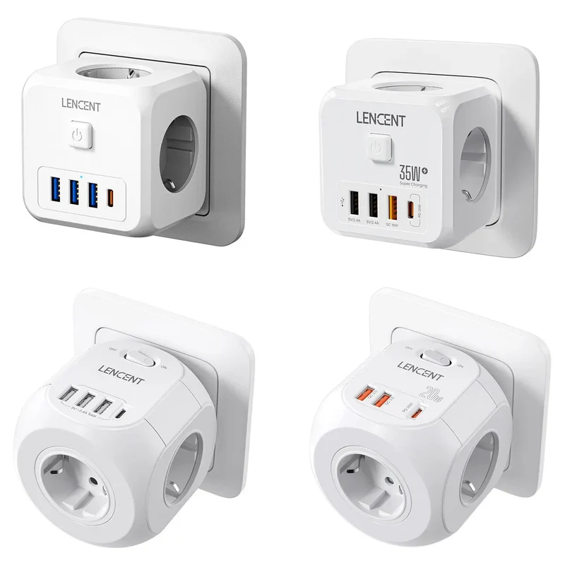 LENCENT USB Sockets dice Without Cable socket EU Socket Adapter Multiple socket EU Outlet Extender