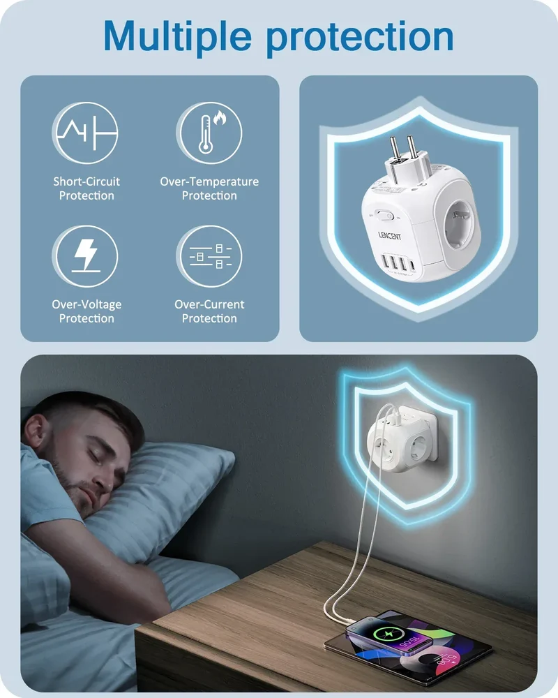 LENCENT USB Sockets dice Without Cable socket EU Socket Adapter Multiple socket EU Outlet Extender