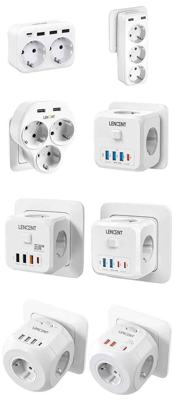 LENCENT USB Sockets dice Without Cable socket EU Socket Adapter Multiple socket EU Outlet Extender