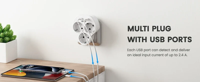 LENCENT USB Sockets dice Without Cable socket EU Socket Adapter Multiple socket EU Outlet Extender