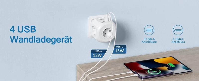 LENCENT USB Sockets dice Without Cable socket EU Socket Adapter Multiple socket EU Outlet Extender