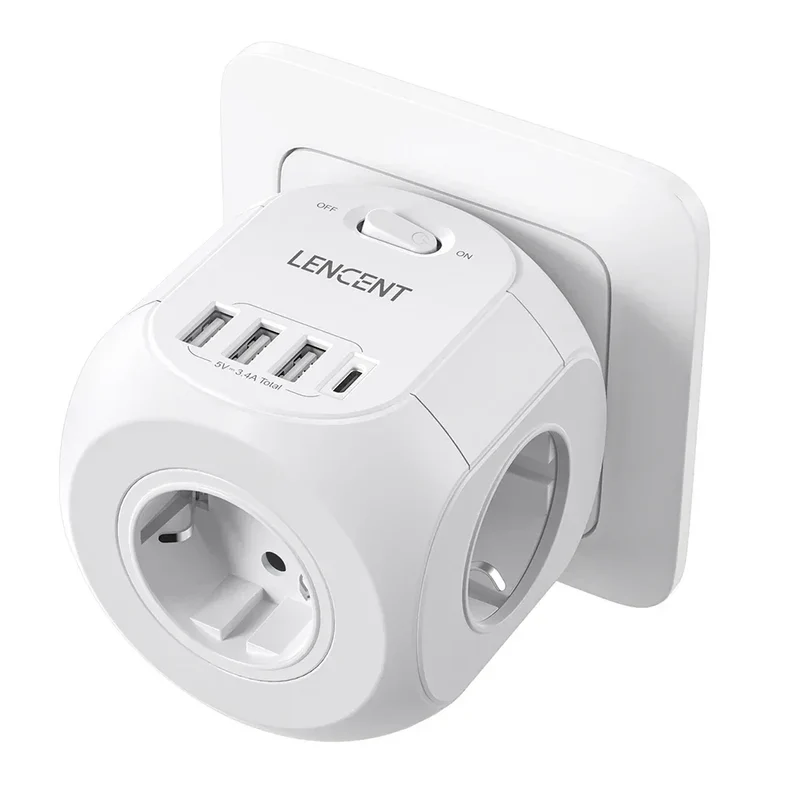 LENCENT USB Sockets dice Without Cable socket EU Socket Adapter Multiple socket EU Outlet Extender
