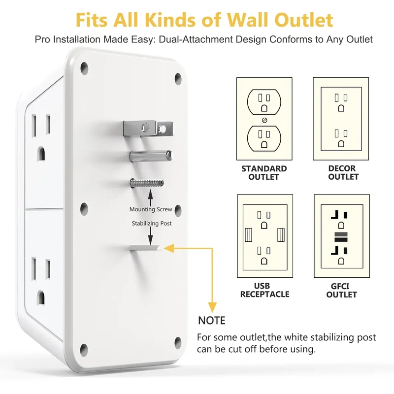 US AC Plug with Induced Light Wall Mounted Power Strip Multi-sockets Network Filter with USB Charging Network Filter Adapter