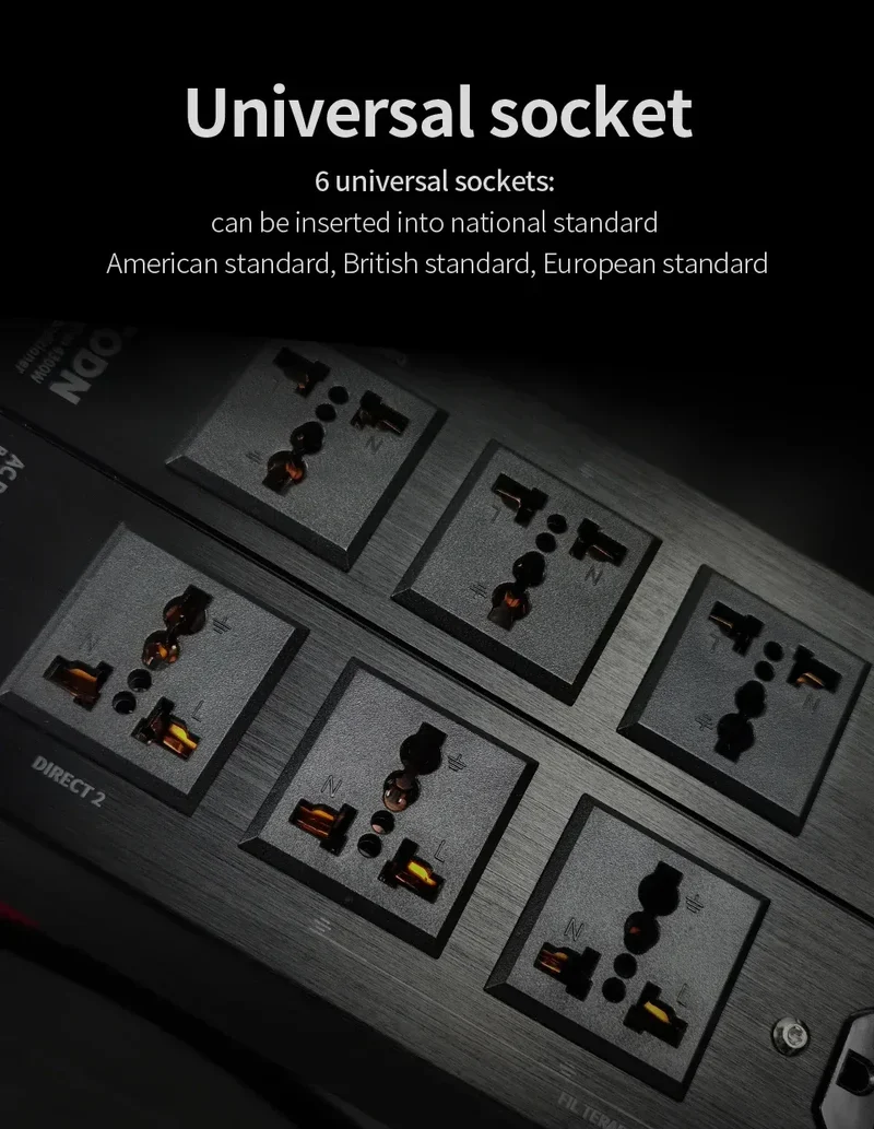 TODN Audio Noise AC Power Filter Power Conditioner Power Purifier Surge Protection with EU Outlets Power Strip
