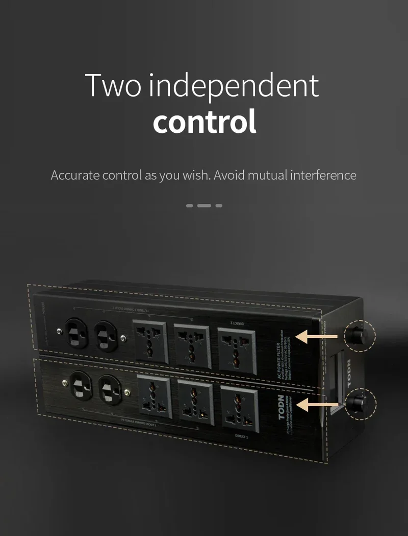 TODN Audio Noise AC Power Filter Power Conditioner Power Purifier Surge Protection with EU Outlets Power Strip